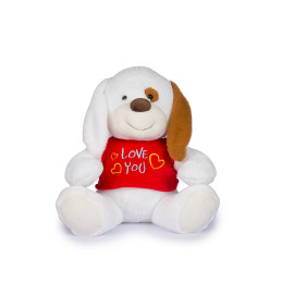 CANE SEDUTO BUFFO CON TSHIRT I LOVE YOU H.55 CM.