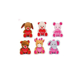 ANIMALI CON CUORE  E RICAMI H.24 CM.