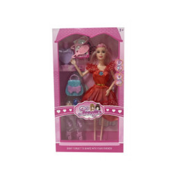 BAMBOLA FASHION ABITO ROSSO E ACCESSORI