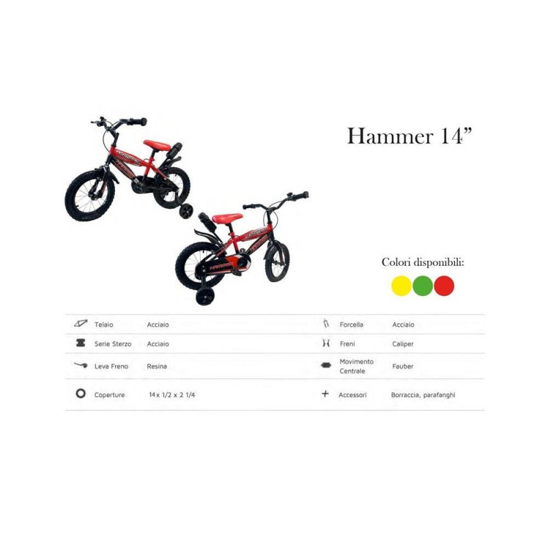 BICI 14 HAMMER ARANCIO/ROSSO/VERDE