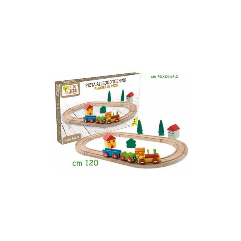 PISTA ALLEGRO TRENINO IN LEGNO 21 PEZZI 120CM CON CALAMITA