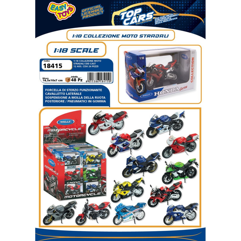 MOTO STRADALI  SCALA 1:48 METALLO CONFEZZIONE 24 PEZZI