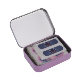 SCATOLA IN METALLO CON CEROTTI DISNEY STITCH & ANGEL 12 pz.