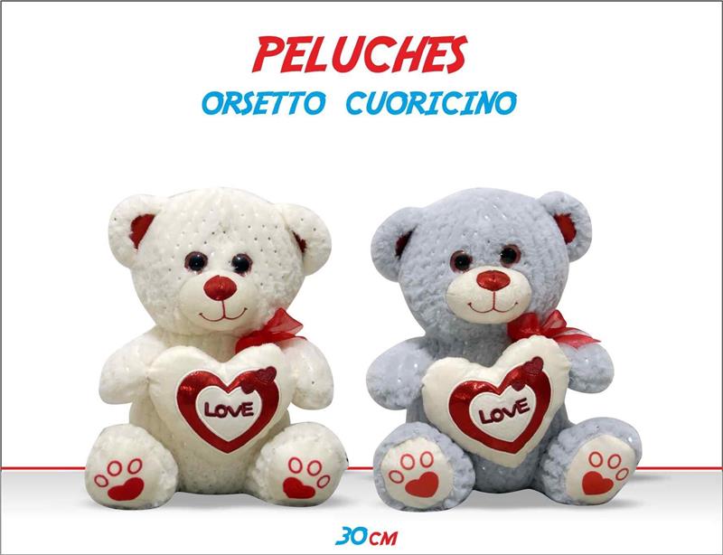 ORSETTO CUORE 30 CM. 2 COL,