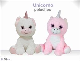 PELUCHE UNICORNO OCCHI BRILLI CM.32