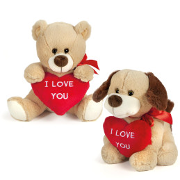 CANE E ORSO CON CUORE H.25 CM.