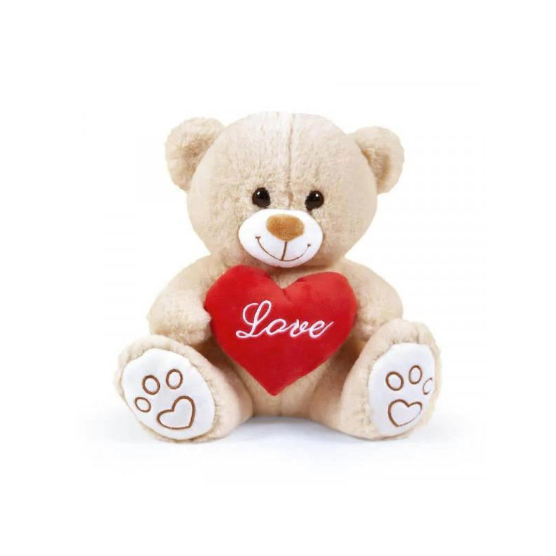 ORSO BEIGE SEDUTO CON CUORE LOVE H.40 CM.