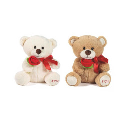 ORSO CON ROSA ROSSA E RICAMO ZAMPA H.25 CM.