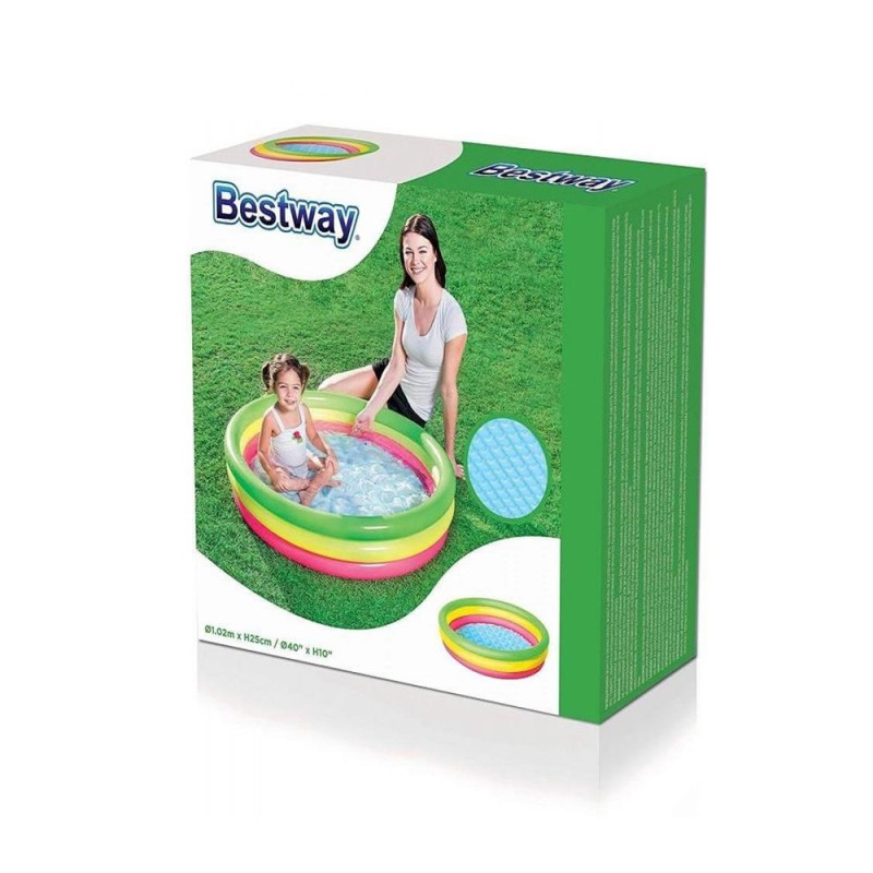 PISCINA TONDA ARCOBALENO FONDO GONF. 102X25 BESTWAY 