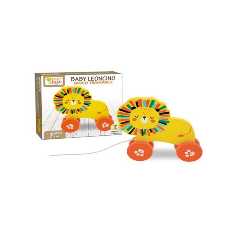 BABY LEONCINO TRAINABILE IN LEGNO  16 CM.
