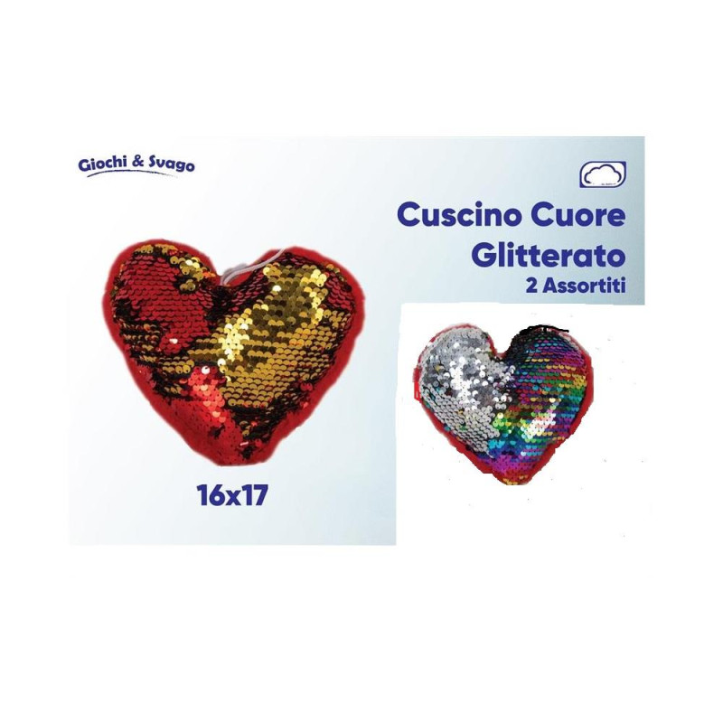 PELUCHE CUSCINO CUORE CLITTERATO CM.