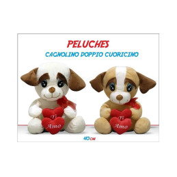 CANE CON 2 CUORI 40 CM. 2 COL.	
